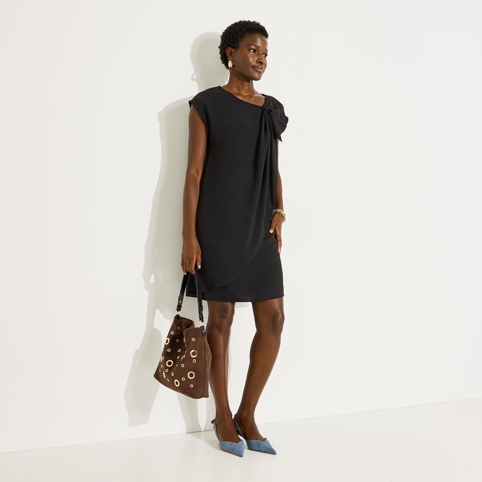 Robe col rond femme - NOIR
