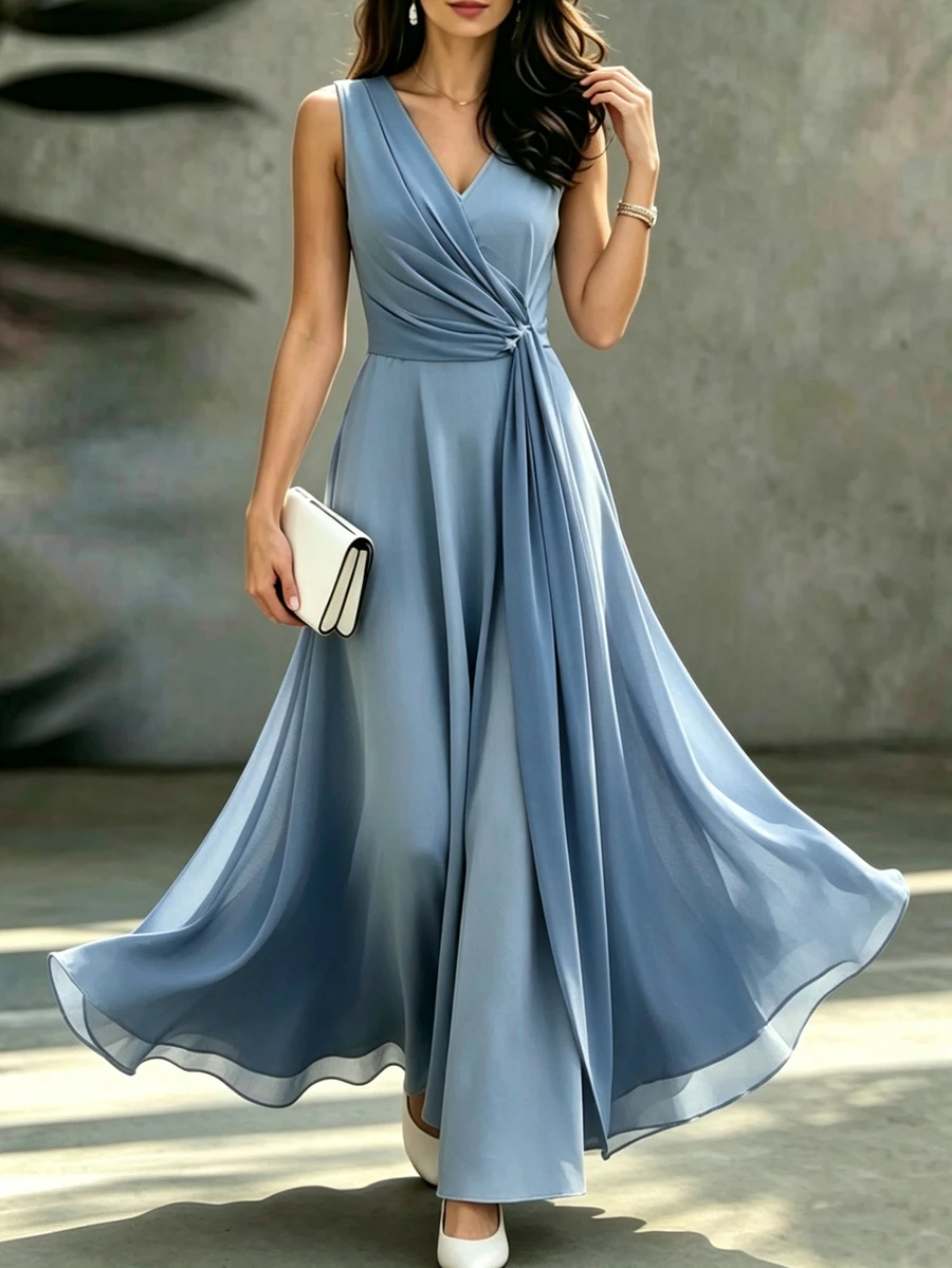 SHEIN Women's New V-Neck Elegant Long Sleeveless Dress, Party Dress, Date Dress, - image 3
