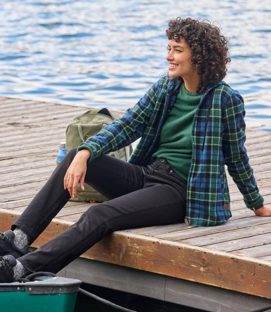 Women's Scotch Plaid Flannel Shirt, Relaxed Zip Hoodie