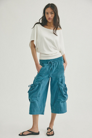 We The Free Ashton Crop Pull-On Cargo Pants - Azure