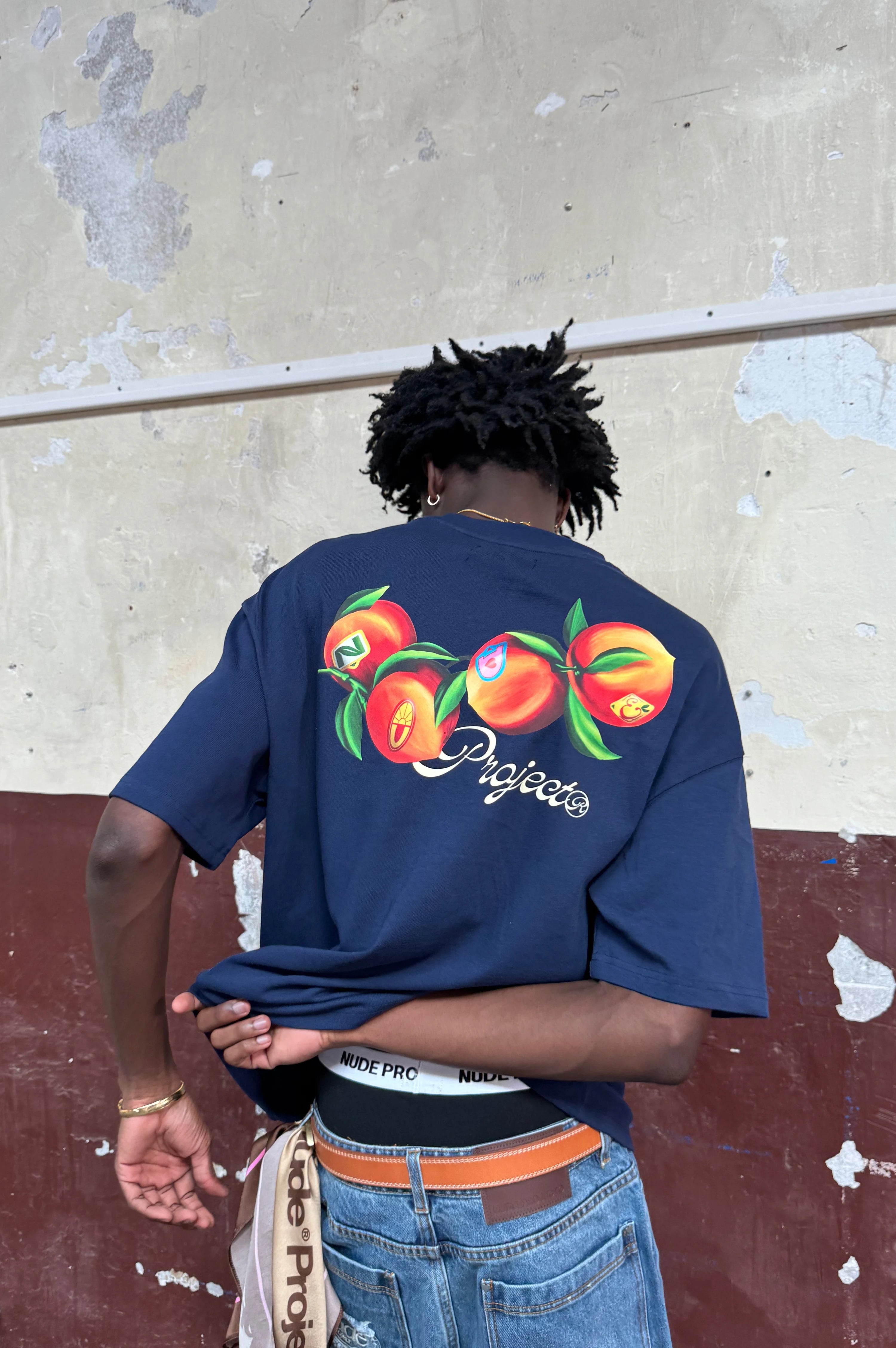 Peach Tee Navy