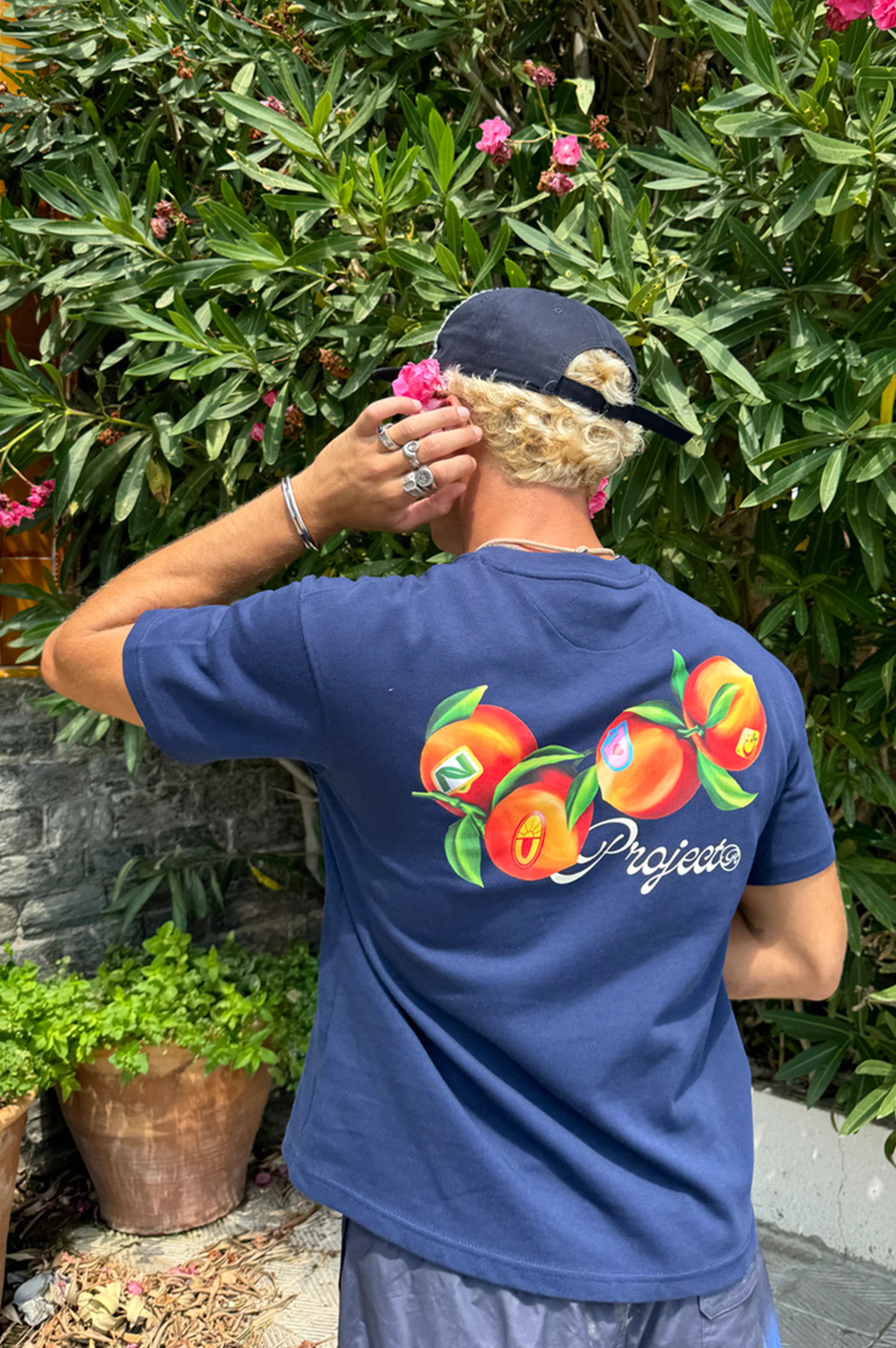 Peach Tee Navy