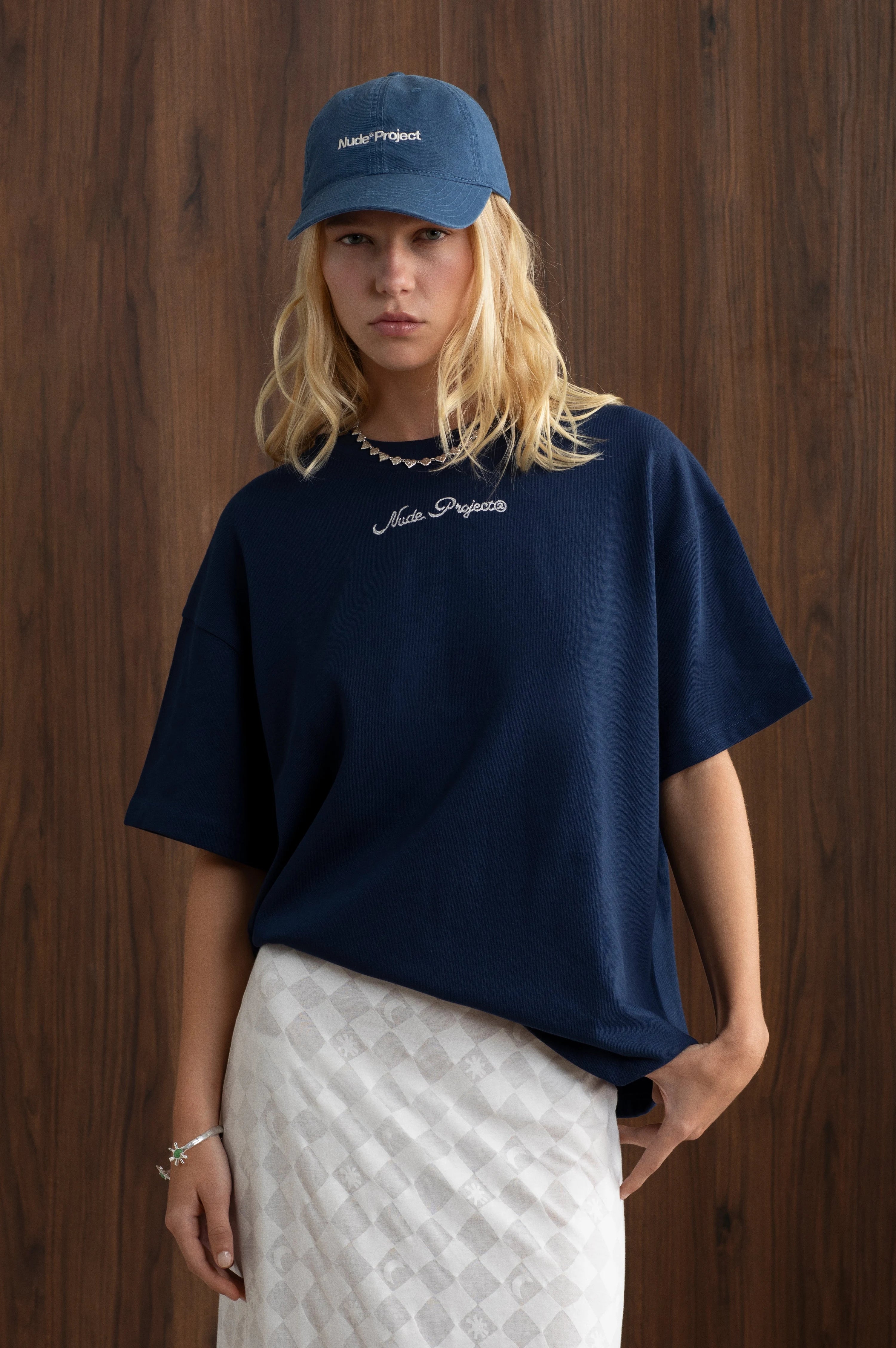 Peach Tee Navy
