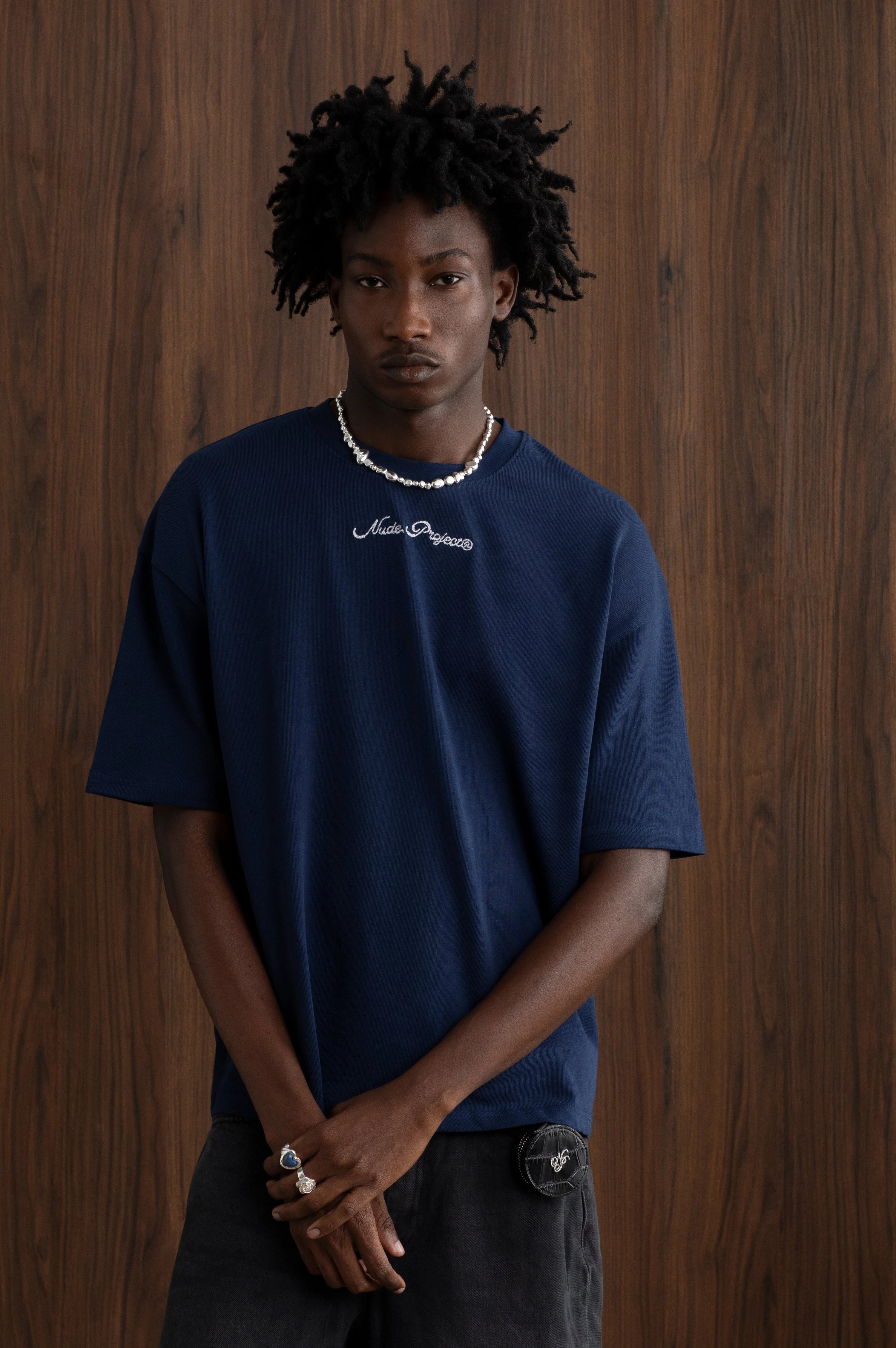 Peach Tee Navy