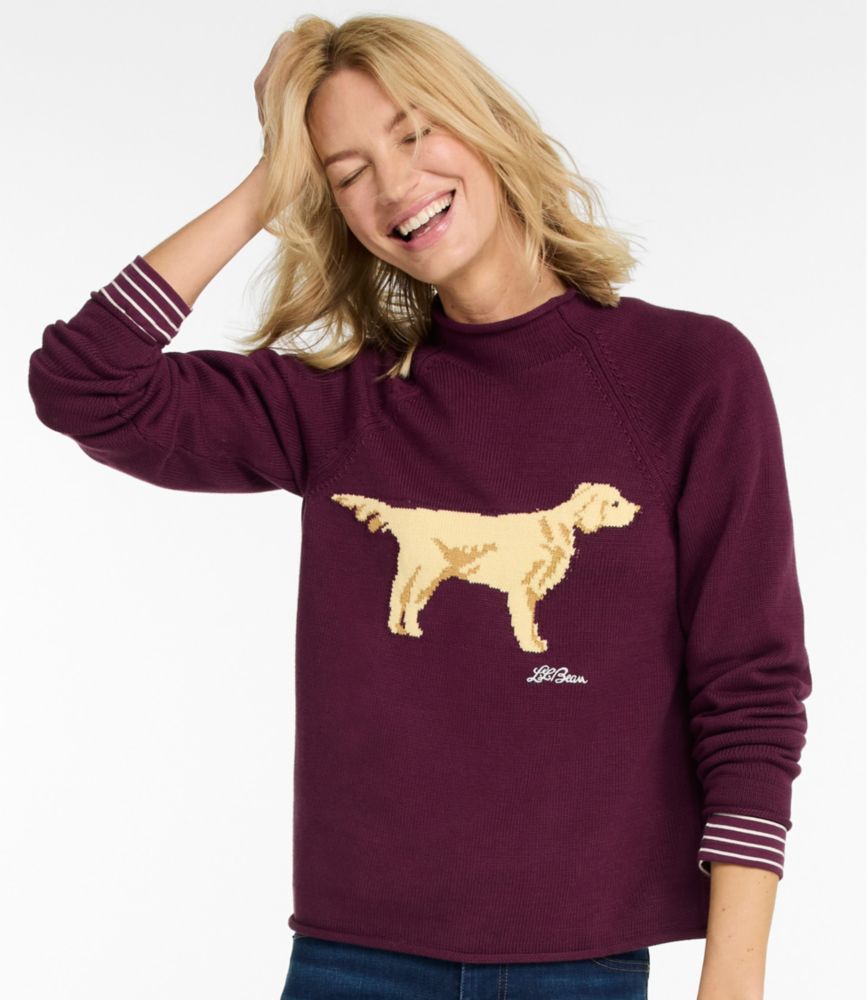 Women's The Original Double L® Sweater, Novelty Rollneck - Oatmeal Heather Duck Embroidery