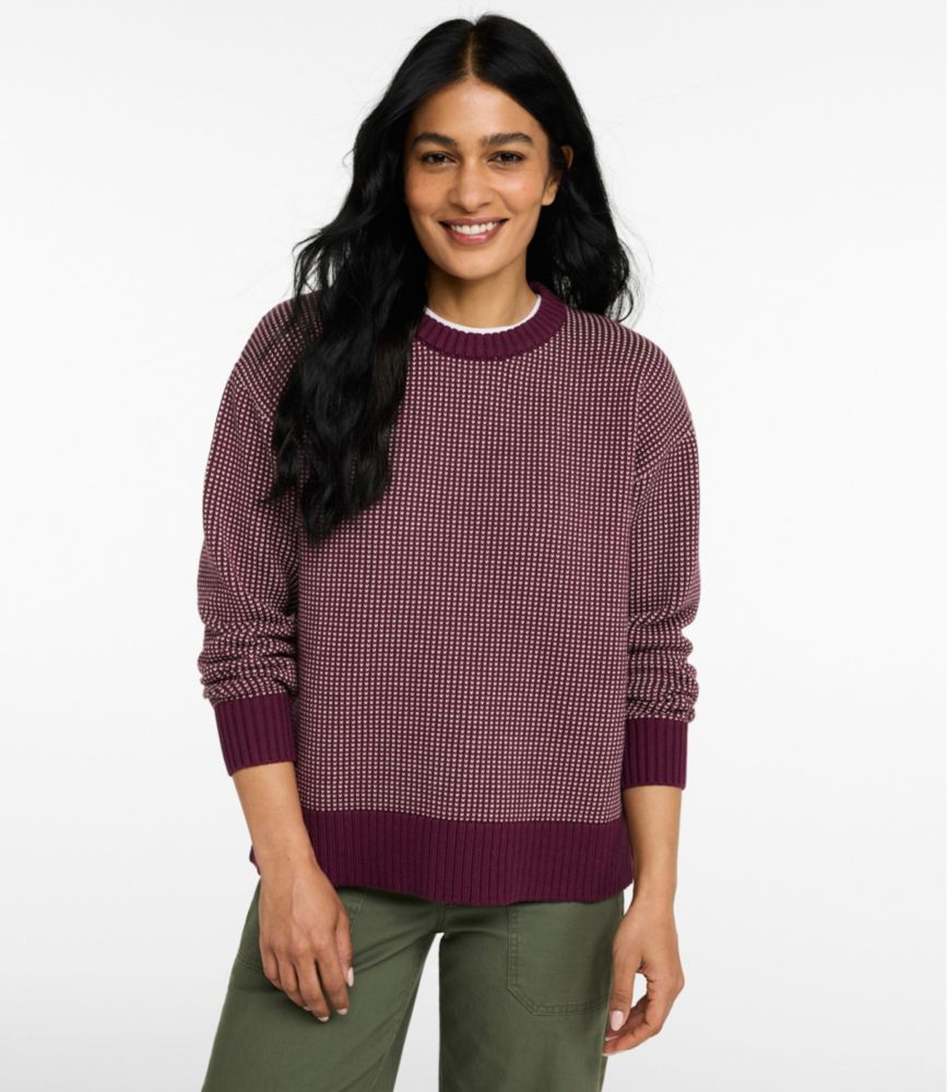 Women's The Original Double L® Sweater, Crewneck Bird's-Eye - Fig/Sea Salt Birdseye