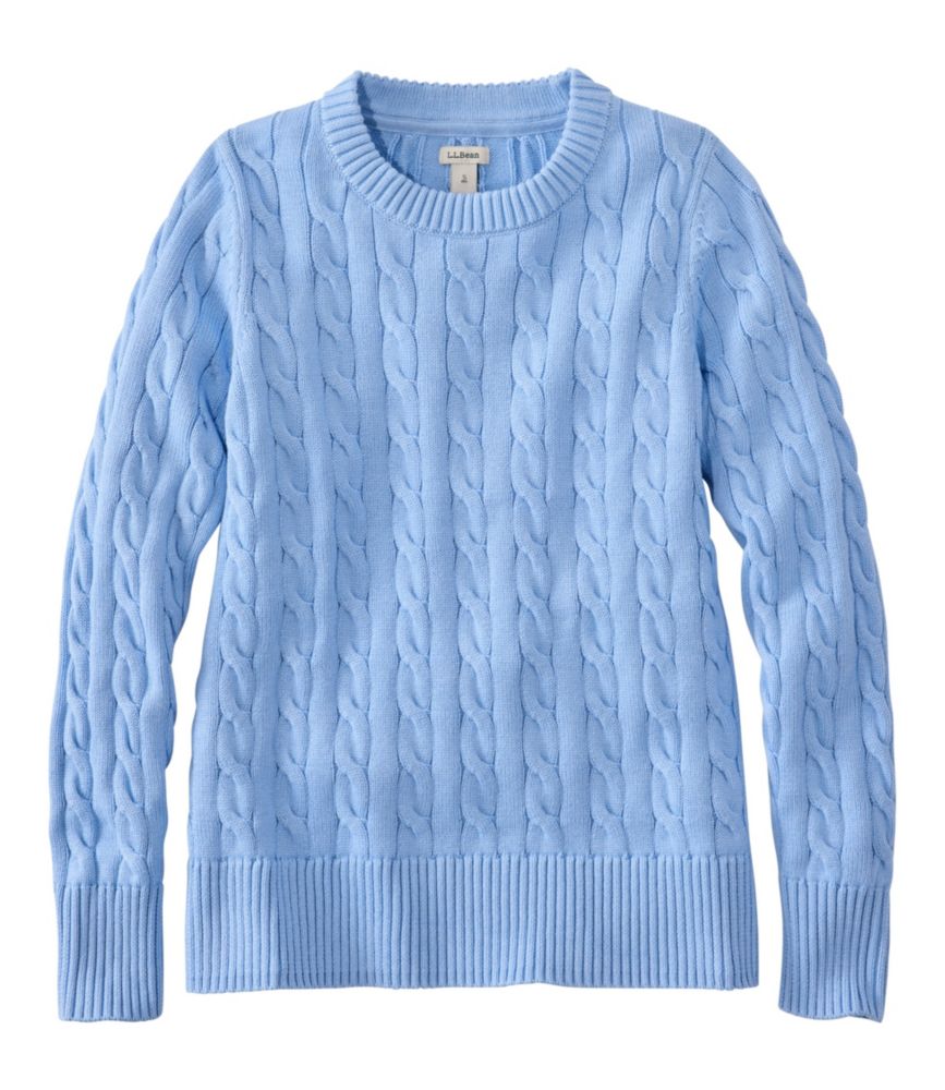Women's The Original Double L® Sweater, Cable Crewneck - Seaboard Blue