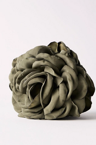 Belle Rosette Claw Clip - Olive Green