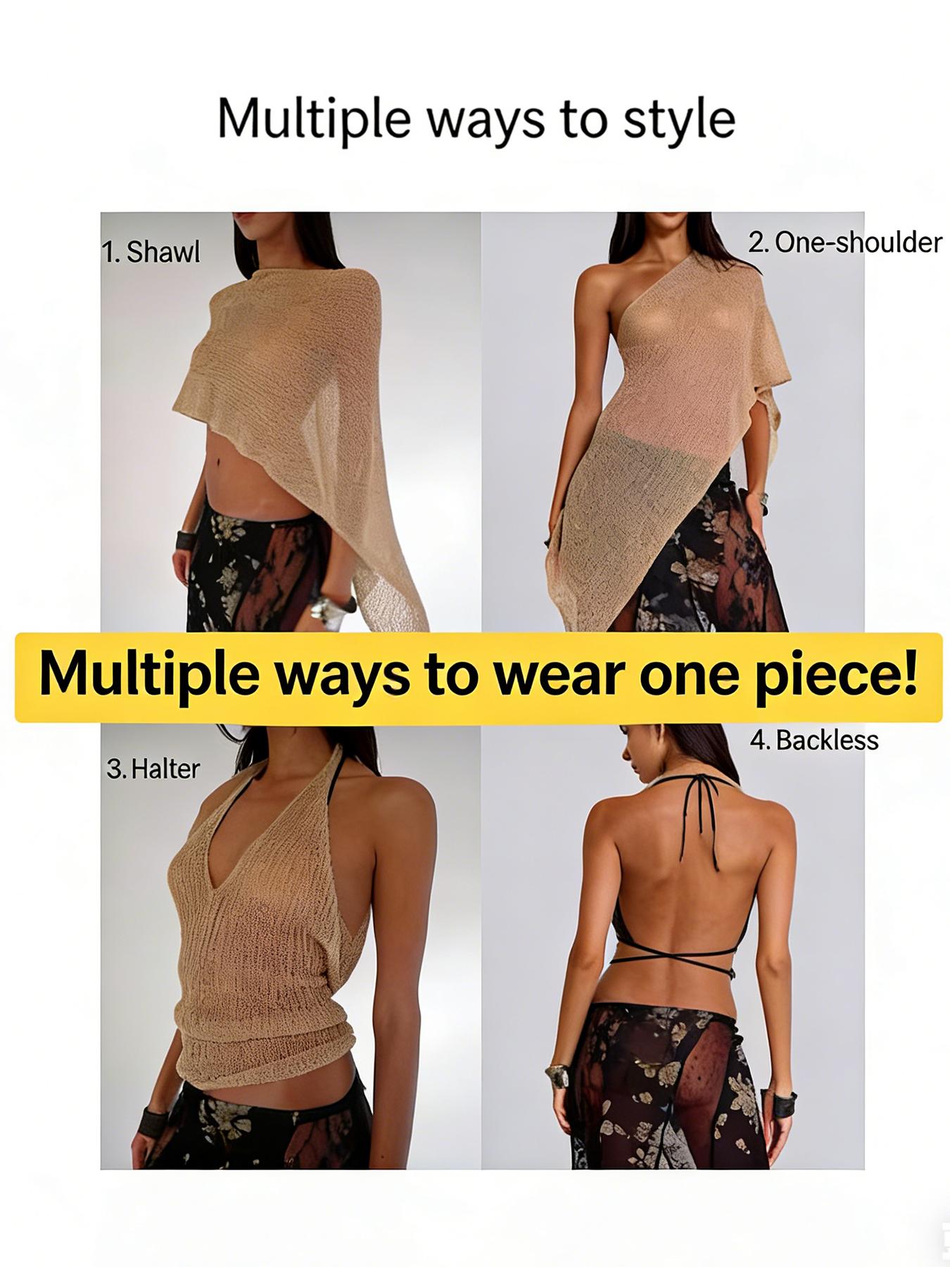 Fashion Elegant Minimalist Lightweight Breathable Multi-Wear Loose Knitwear Shawl Pullover, Casual Daily Wear, Spring & Fall, Plain Design, Womenswear, Fashion Knit Clothing