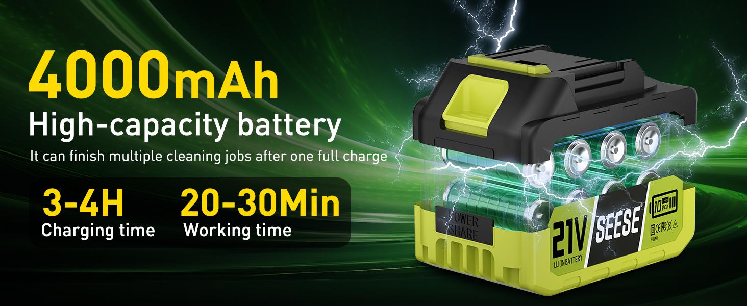 SEESE Cordless Pressure Washer and Single Port Charger Base, Bottle Portable Washer for Car,Home Cleaning & Garden Watering