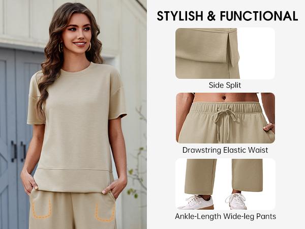 Pinspark Women's Two-Piece Set: Summer Outfit, Loose-Fitting Wide-Leg Pants, Casual Set: Perfect for the airport, the beach, and vacations; short sleeves; soft fabric; available in a variety of colors and sizes tiktokshopbacktoschool Pinspark Women's Two-Piece Set: Summer Outfit, Loose-Fitting Wide-Leg Pants, Casual Set: Perfect for the airport, the beach, and vacations; short sleeves; soft fabric; available in a variety of colors and sizes tiktokshopbacktoschool