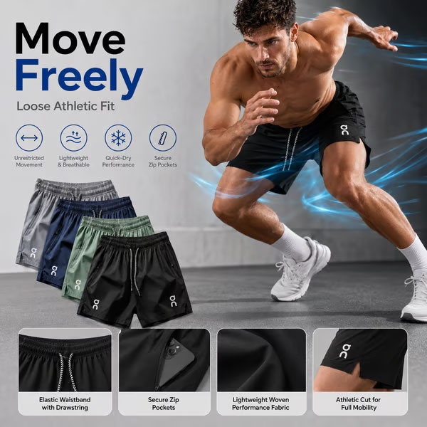 🔥 HOT SALE 🔥❄️ Ice Silk Quick-Dry Athletic Gym Shorts 4-Piece Pack – Unrestricted Breathable Comfort