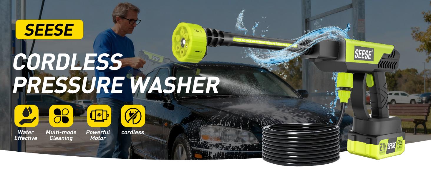 SEESE Cordless Pressure Washer and Single Port Charger Base, Bottle Portable Washer for Car,Home Cleaning & Garden Watering