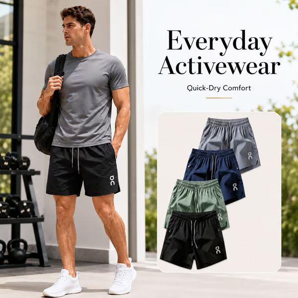 🔥 HOT SALE 🔥❄️ Ice Silk Quick-Dry Athletic Gym Shorts 4-Piece Pack – Unrestricted Breathable Comfort