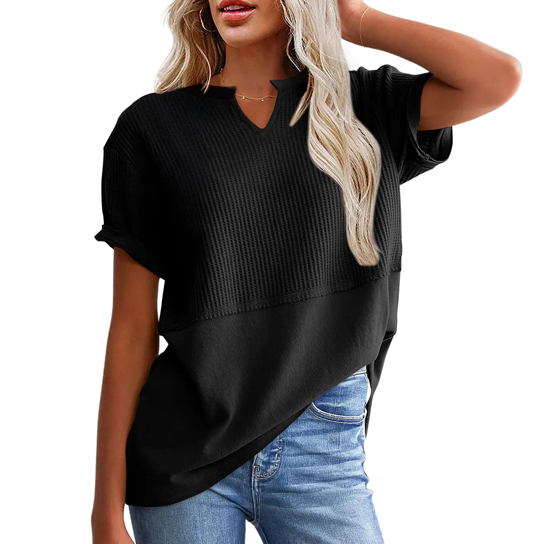 Shewin Women's Waffle Knit Tunic Top
