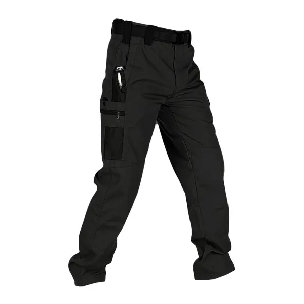 Moda Vibe Men's Solid-Color Tactical Work Pants, featuring multiple pockets and a zipper closure