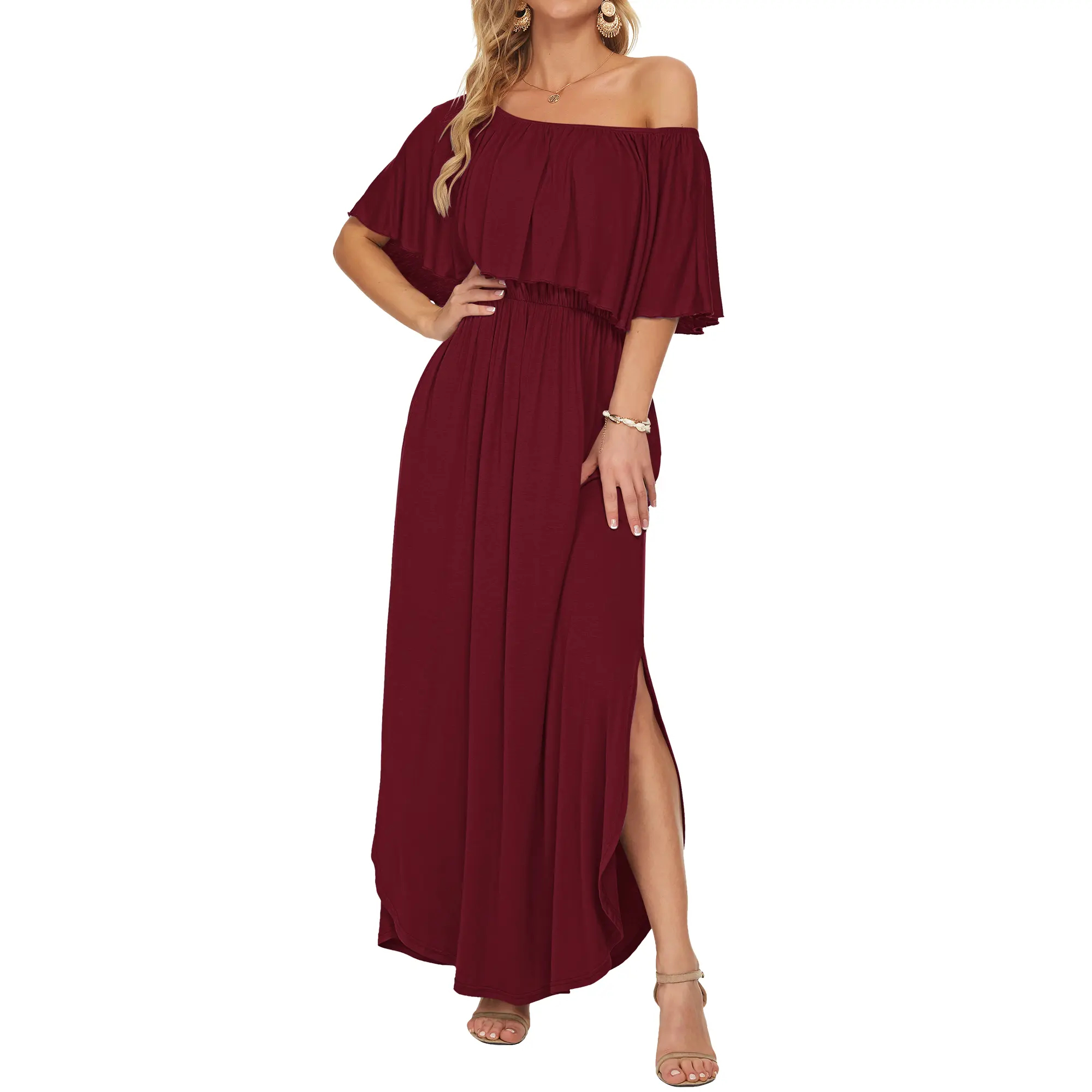 AUSELILY Women's Plus-Size Off-the-Shoulder Dress(Buy 2 Free Shipping)