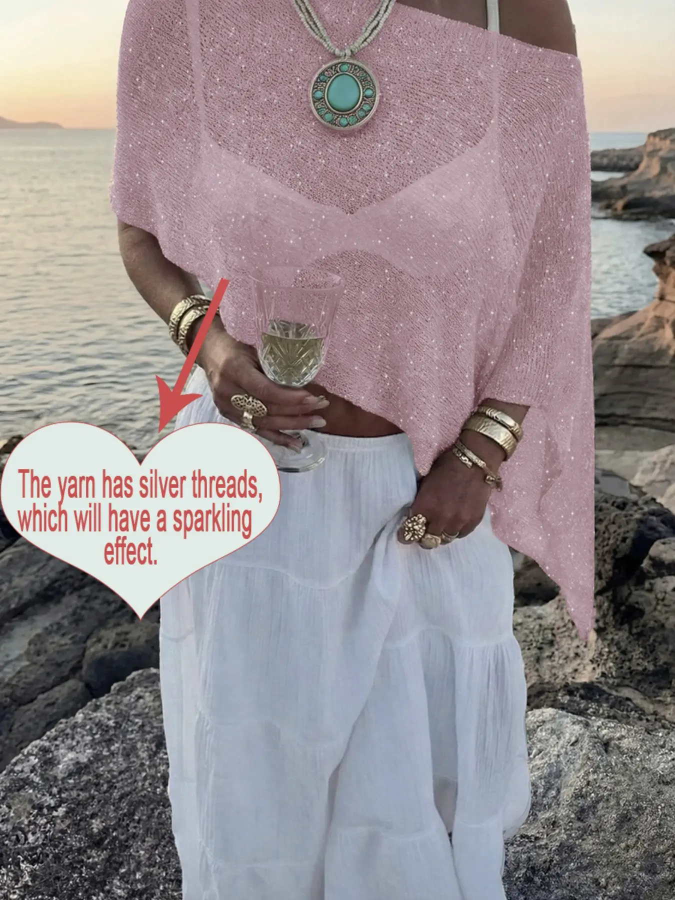 Stylish and elegant, minimalist design, lightweight and breathable, versatile and loose-fitting knit shawl