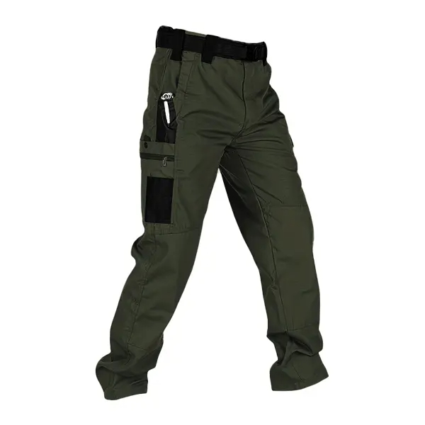 Moda Vibe Men's Solid-Color Tactical Work Pants, featuring multiple pockets and a zipper closure