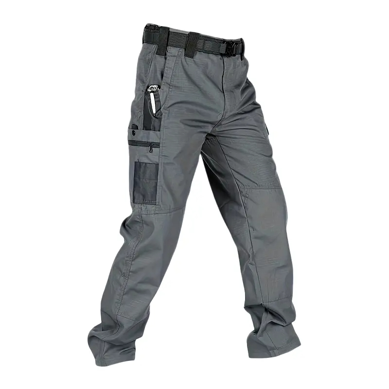 Moda Vibe Men's Solid-Color Tactical Work Pants, featuring multiple pockets and a zipper closure