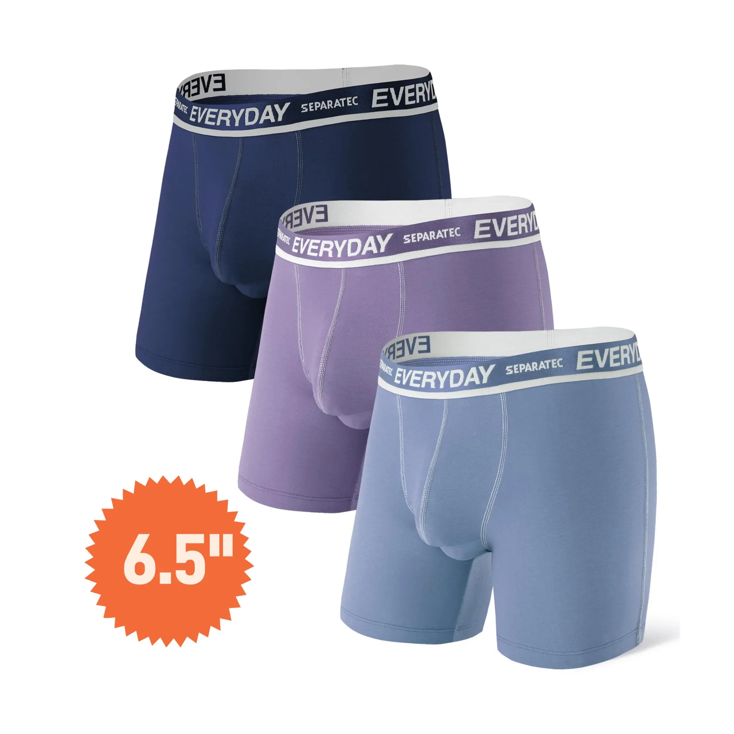 Men's Dual Pouch Boxer Briefs, Soft Plain Cotton Spandex Underwear, Breathable & Anti-Chafe