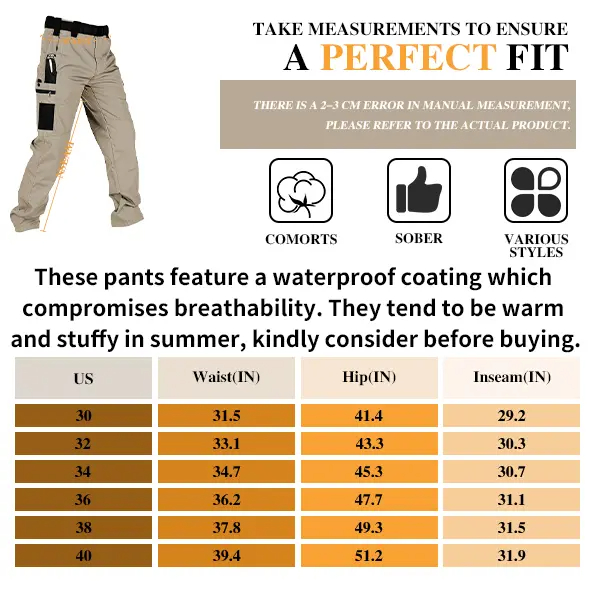 Moda Vibe Men's Solid-Color Tactical Work Pants, featuring multiple pockets and a zipper closure