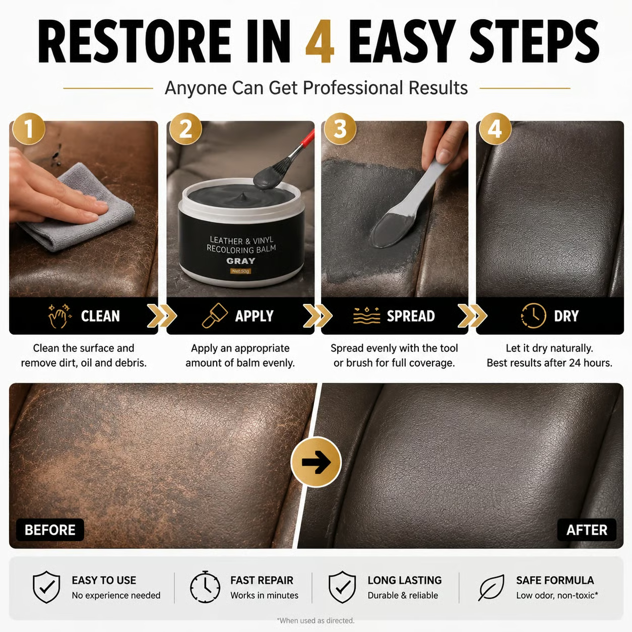 🔥Leather & Vinyl Recoloring Balm Kit – Restore Faded Seats, Sofas & Shoes