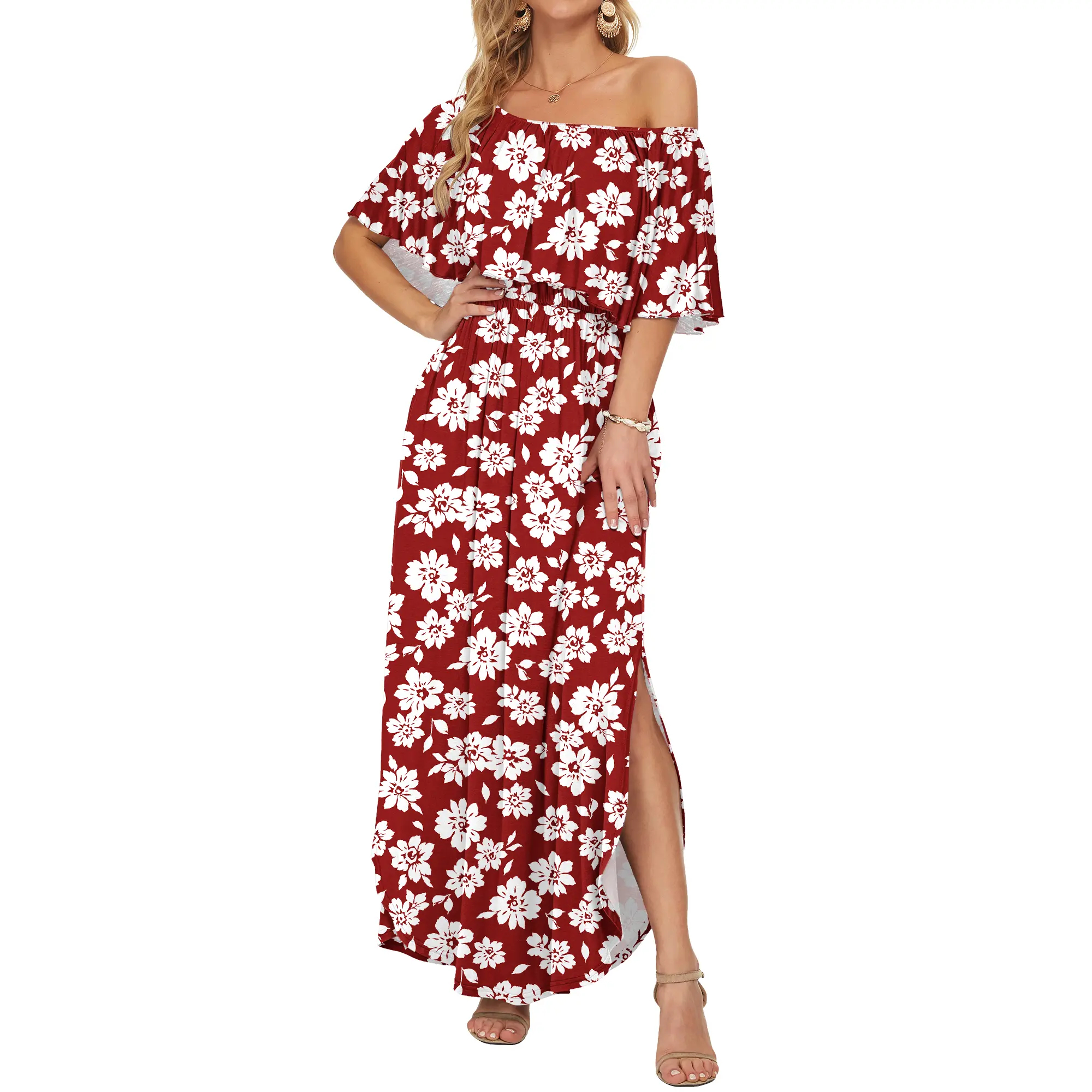 AUSELILY Women's Plus-Size Off-the-Shoulder Dress(Buy 2 Free Shipping)