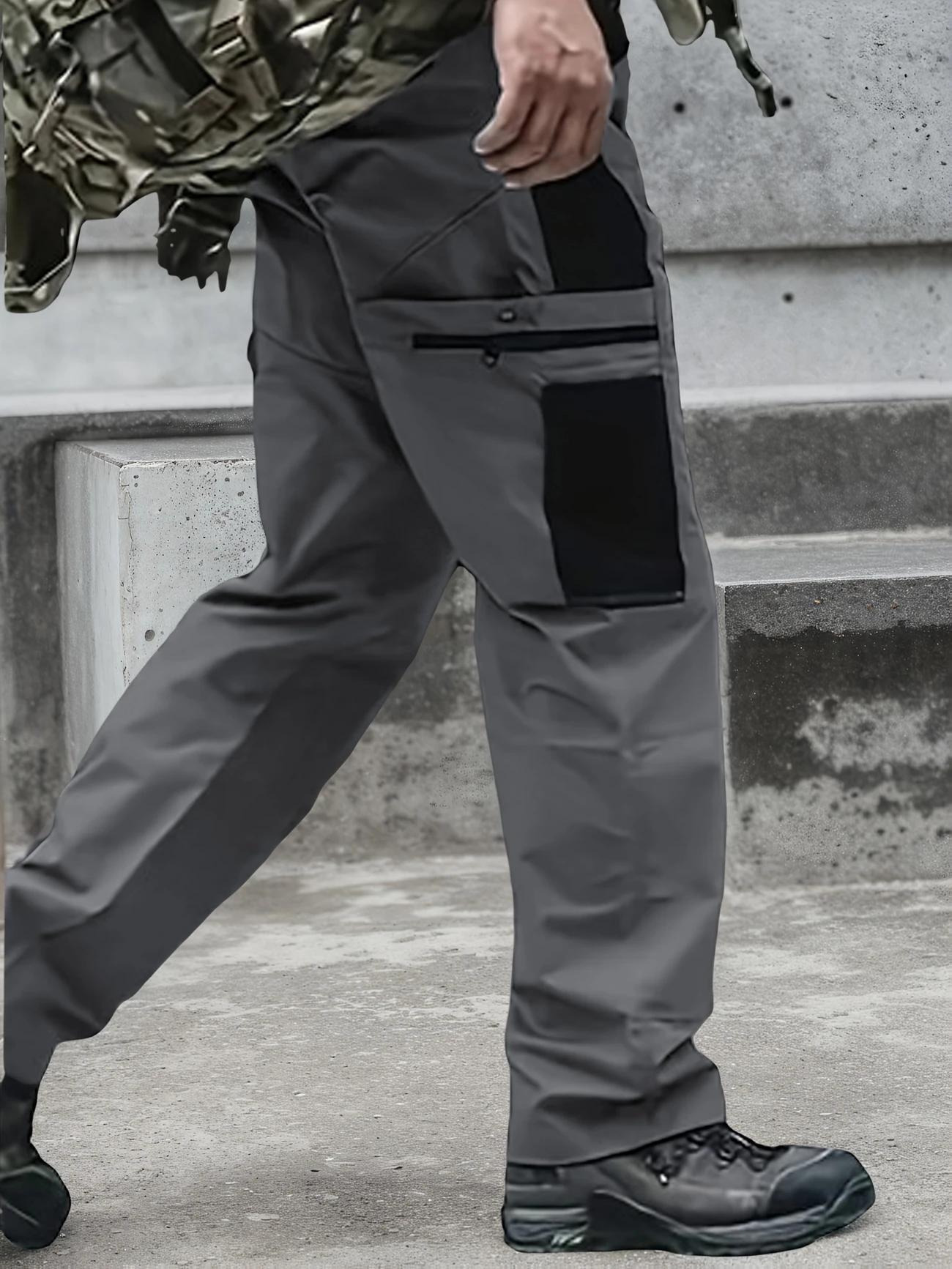 HOMUG Men's Solid Color Tactical Work Pants,230g/m&sup2; new fabric，(Limited breathability)with Multiple Pockets and Zipper Closures, Durable Outdoor Training Pants, Available in Multiple Colors, Fishing,  work, camping，Suitable for Spring and Autumn Wear.