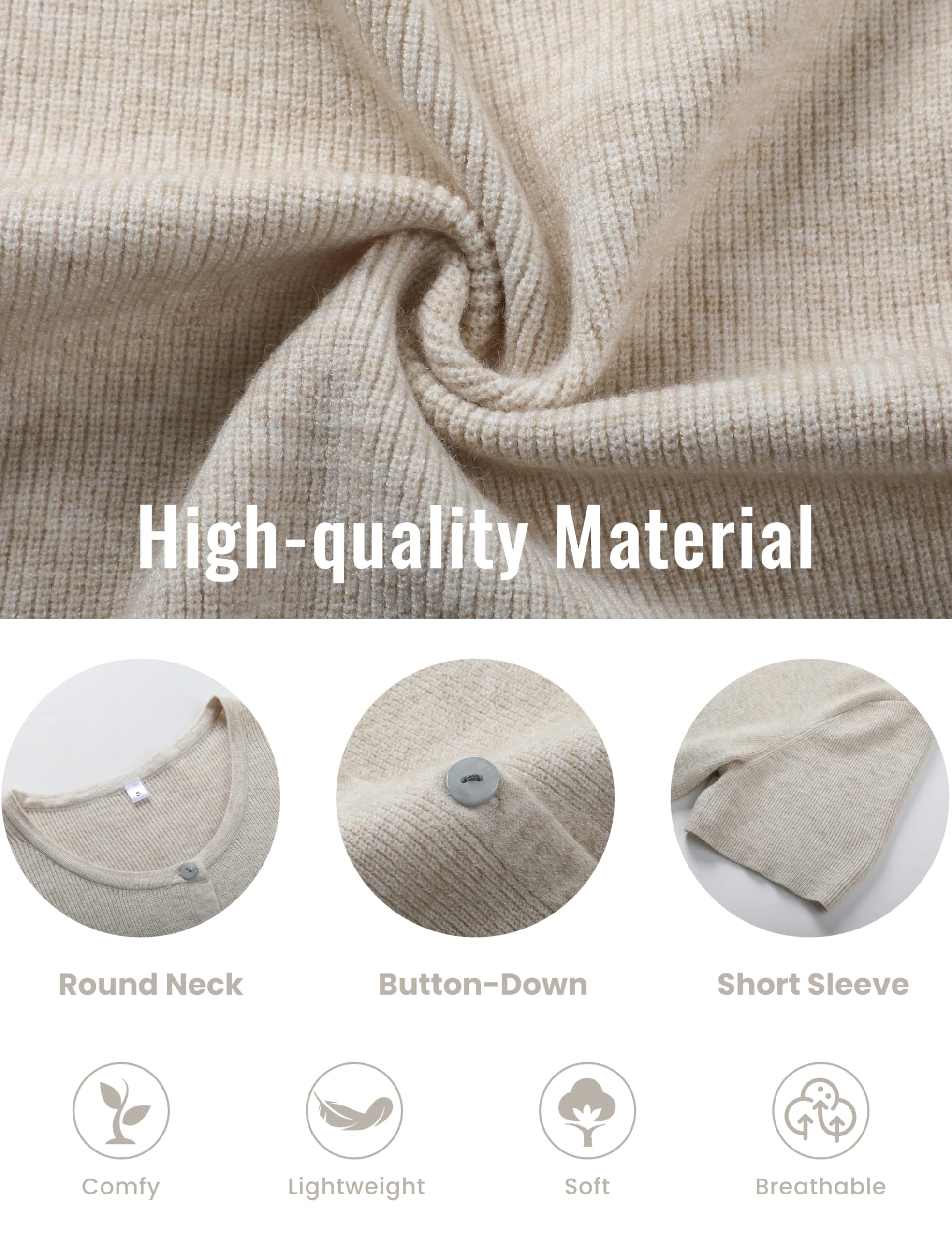 Tanming Women's Short Sleeve Cardigan Sweater - Crew Neck, Soft Ribbed Knitting Fabric, Button-Down, Fitted, Lightweight Breathable Clothes for Casual Office, Spring Summer Layering Cover Up (Women's Tops) #SpringStatements,summerwins,summeroutfits,vacati Tanming Women's Short Sleeve Cardigan Sweater - Crew Neck, Soft Ribbed Knitting Fabric, Button-Down, Fitted, Lightweight Breathable Clothes for Casual Office, Spring Summer Layering Cover Up (Women's Tops) #SpringStatements,summerwins,summeroutfits,vacati