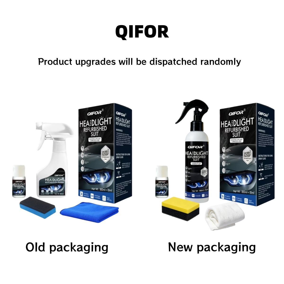 QIFOR Automotive Headlight Restoration Fluid - Car Detailing Product for Oxidized, Yellowed, Blurred Headlamps with Enhanced Crystalline Coating Refurbishing Function