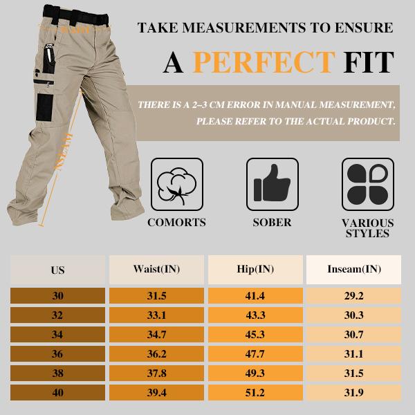 HOMUG Men's Solid Color Tactical Work Pants,230g/m&sup2; new fabric，(Limited breathability)with Multiple Pockets and Zipper Closures, Durable Outdoor Training Pants, Available in Multiple Colors, Fishing,  work, camping，Suitable for Spring and Autumn Wear.