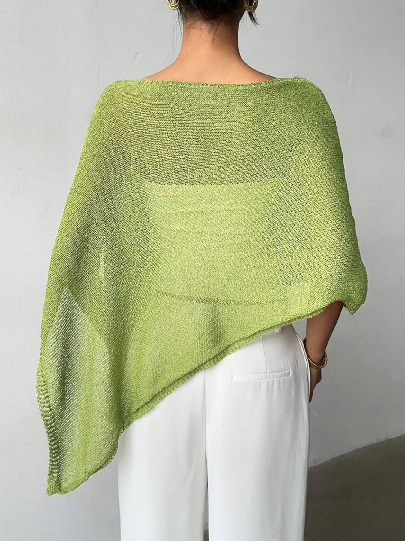 Fashion Elegant Minimalist Lightweight Breathable Multi-Wear Loose Knitwear Shawl Pullover, Casual Daily Wear, Spring & Fall, Plain Design, Womenswear, Fashion Knit Clothing