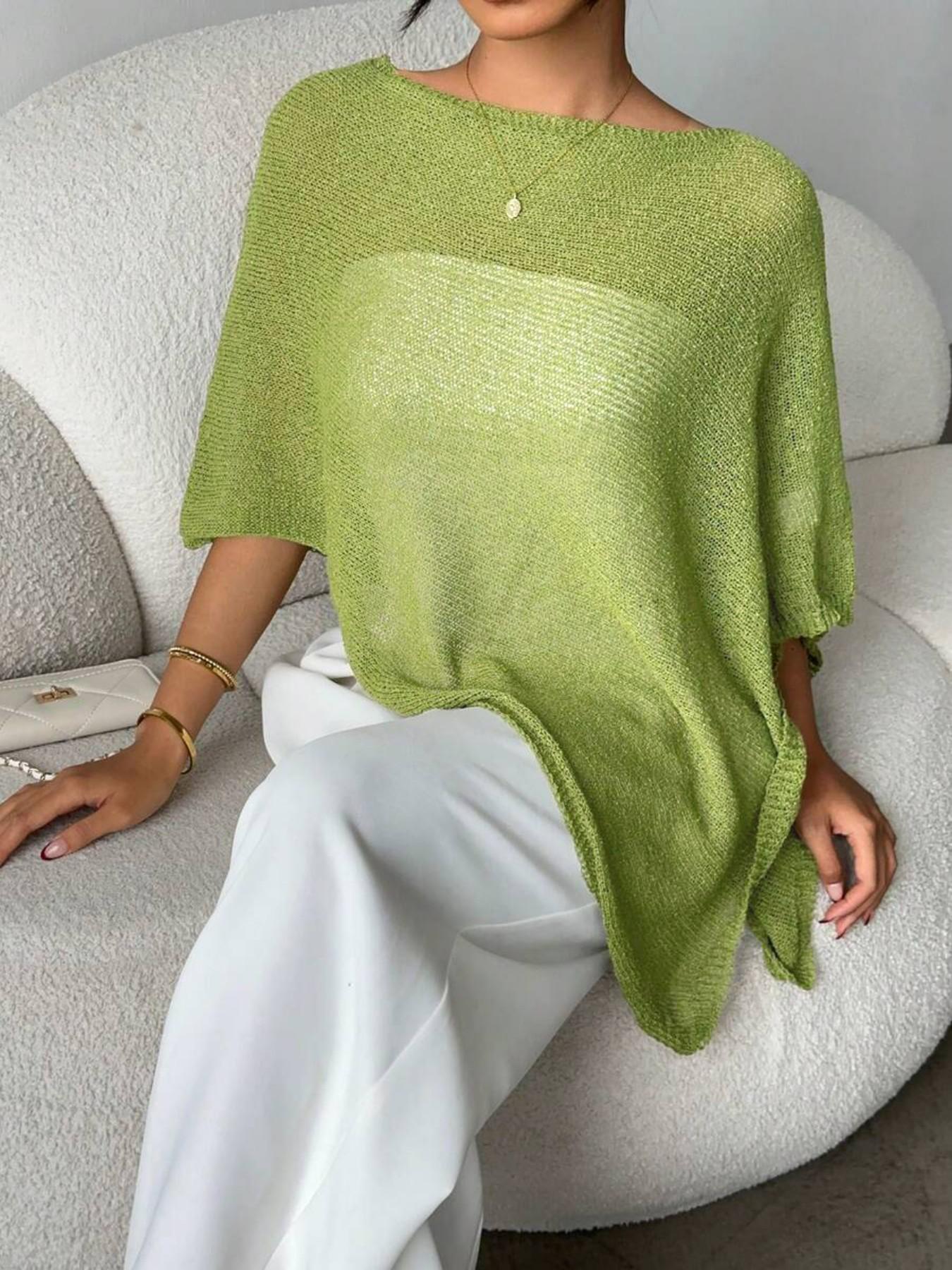 Fashion Elegant Minimalist Lightweight Breathable Multi-Wear Loose Knitwear Shawl Pullover, Casual Daily Wear, Spring & Fall, Plain Design, Womenswear, Fashion Knit Clothing