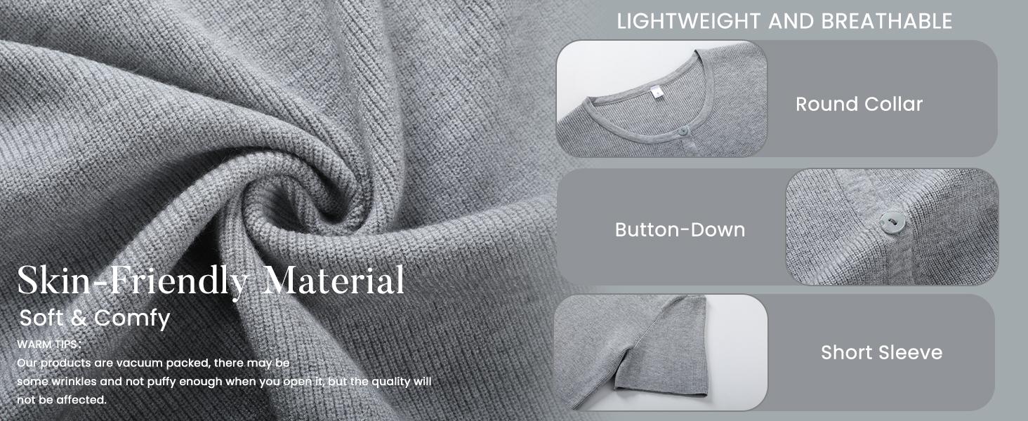 Tanming Women's Short Sleeve Cardigan Sweater - Crew Neck, Soft Ribbed Knitting Fabric, Button-Down, Fitted, Lightweight Breathable Clothes for Casual Office, Spring Summer Layering Cover Up (Women's Tops) #SpringStatements,summerwins,summeroutfits,vacati Tanming Women's Short Sleeve Cardigan Sweater - Crew Neck, Soft Ribbed Knitting Fabric, Button-Down, Fitted, Lightweight Breathable Clothes for Casual Office, Spring Summer Layering Cover Up (Women's Tops) #SpringStatements,summerwins,summeroutfits,vacati