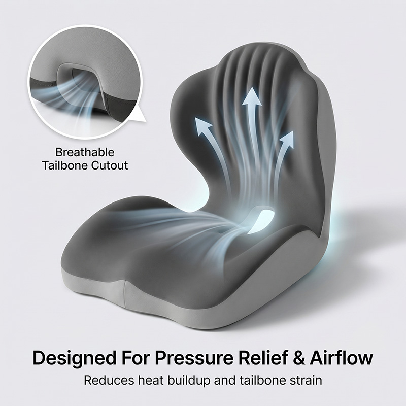 Ergonomic Memory Foam Seat Cushion with Lumbar Support
