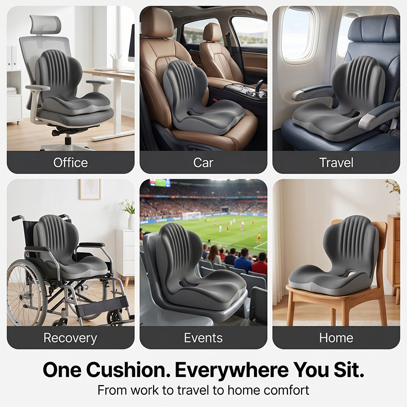 Ergonomic Memory Foam Seat Cushion with Lumbar Support