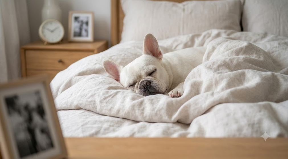 White French Bulldog Bathing