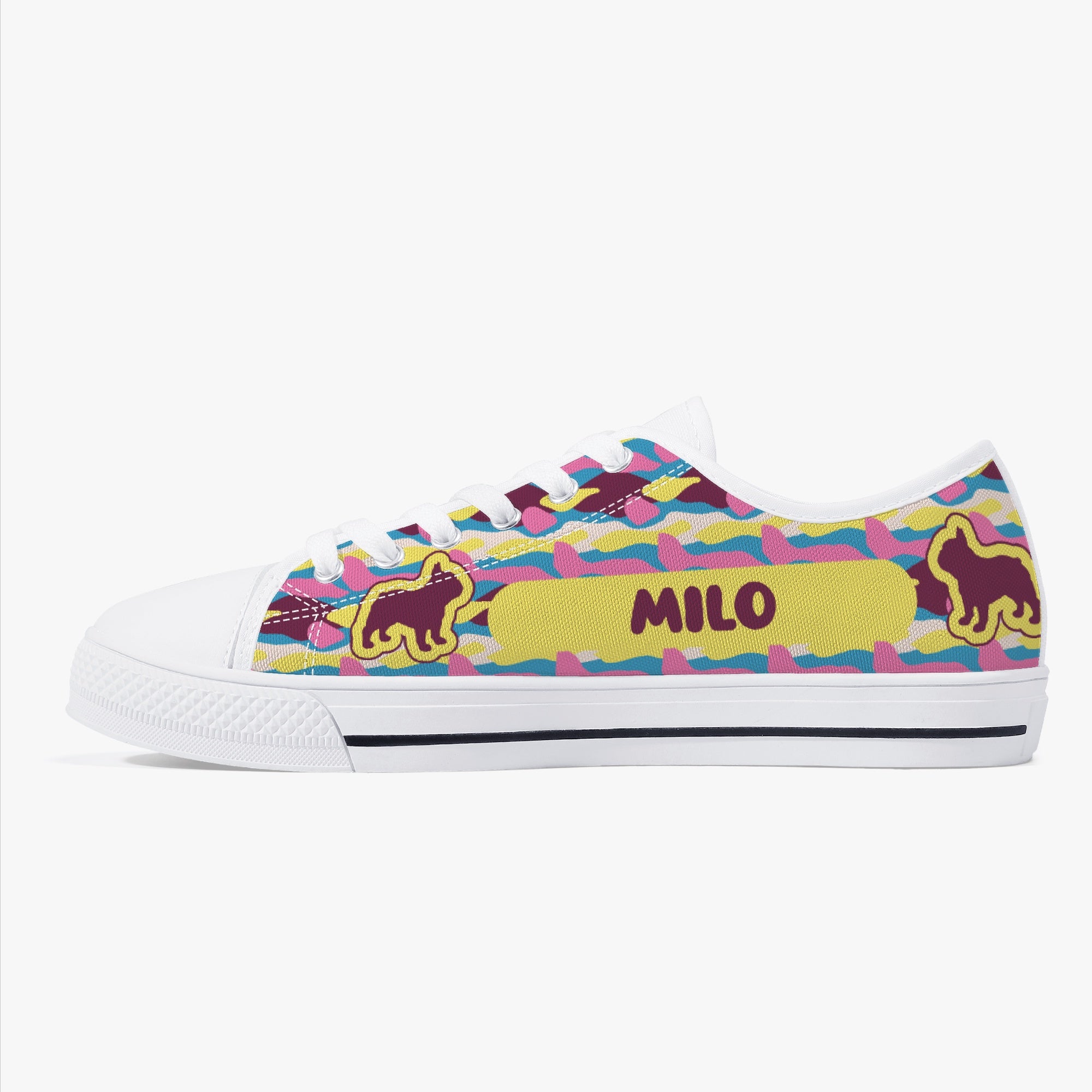 French Bulldog Personalized Canvas Sneakers for Everyday Wear-fadou