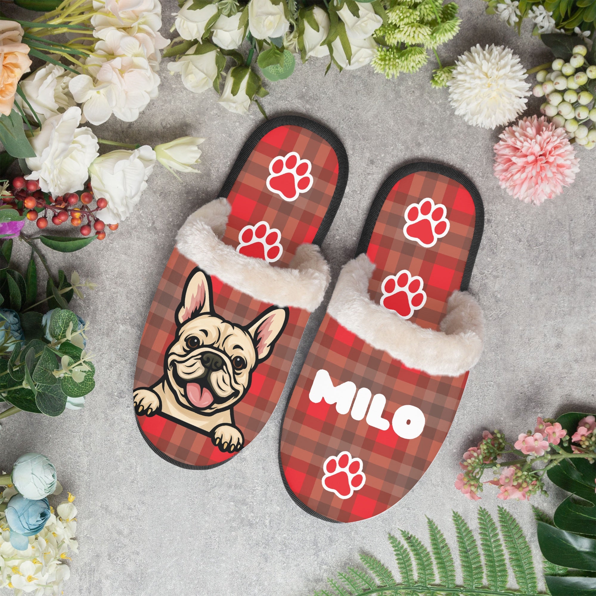 Personalized Cozy Indoor Shoes for Frenchie Enthusiasts-fadou