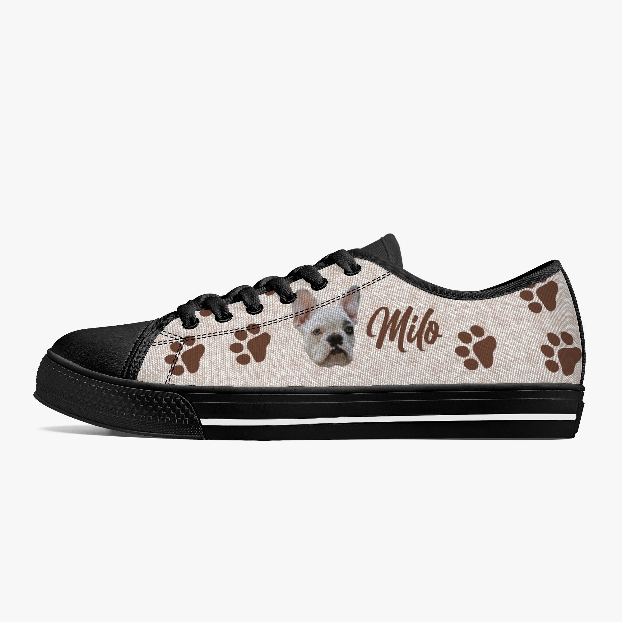 Frenchie Personalized Canvas Sneakers for Frenchie Fans-fadou