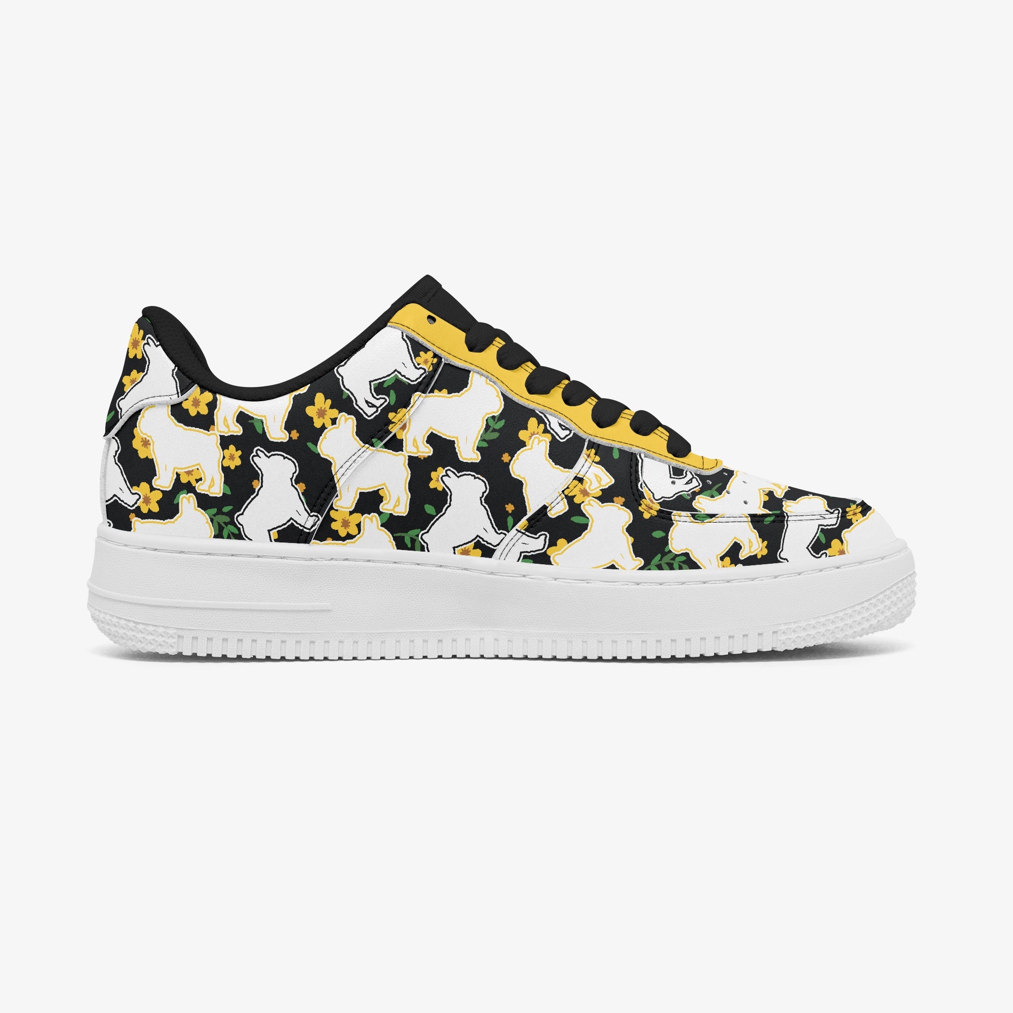 French Bulldog Leather Classic Sneakers for Everyday Wear-fadou