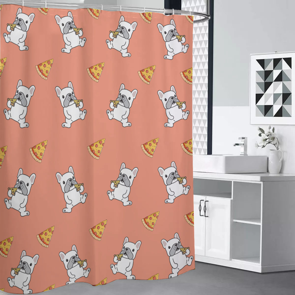 ROMEO French Bulldog Fabric Curtain for Dog Moms & Dads-fadou