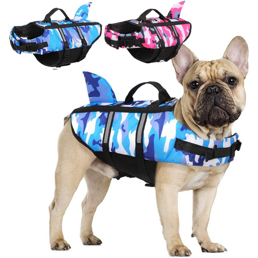 Frenchie Shark Vest Life Jacket with Safety Rescue Handle for Dog Lovers-fadou