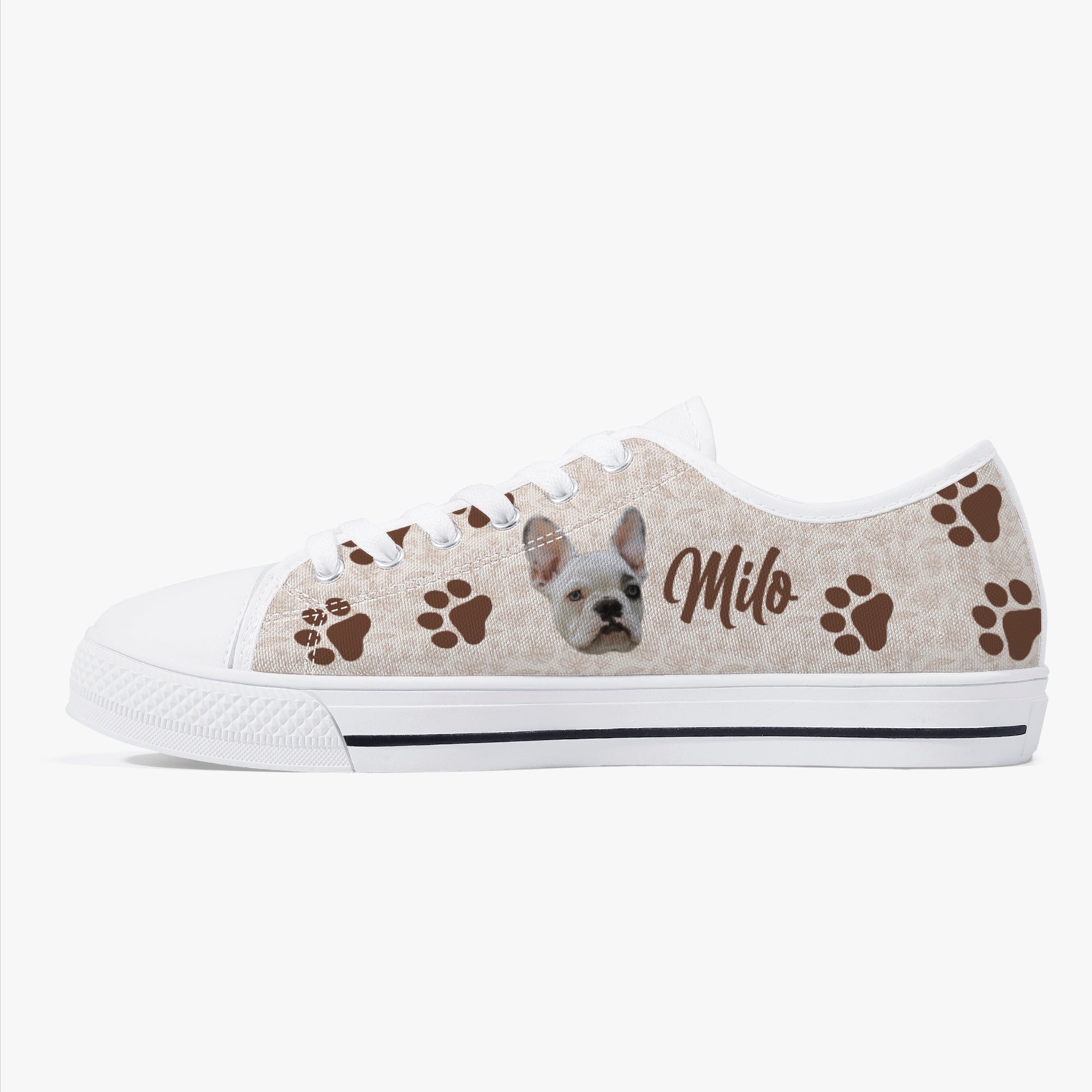 Frenchie Personalized Canvas Sneakers for Frenchie Fans-fadou