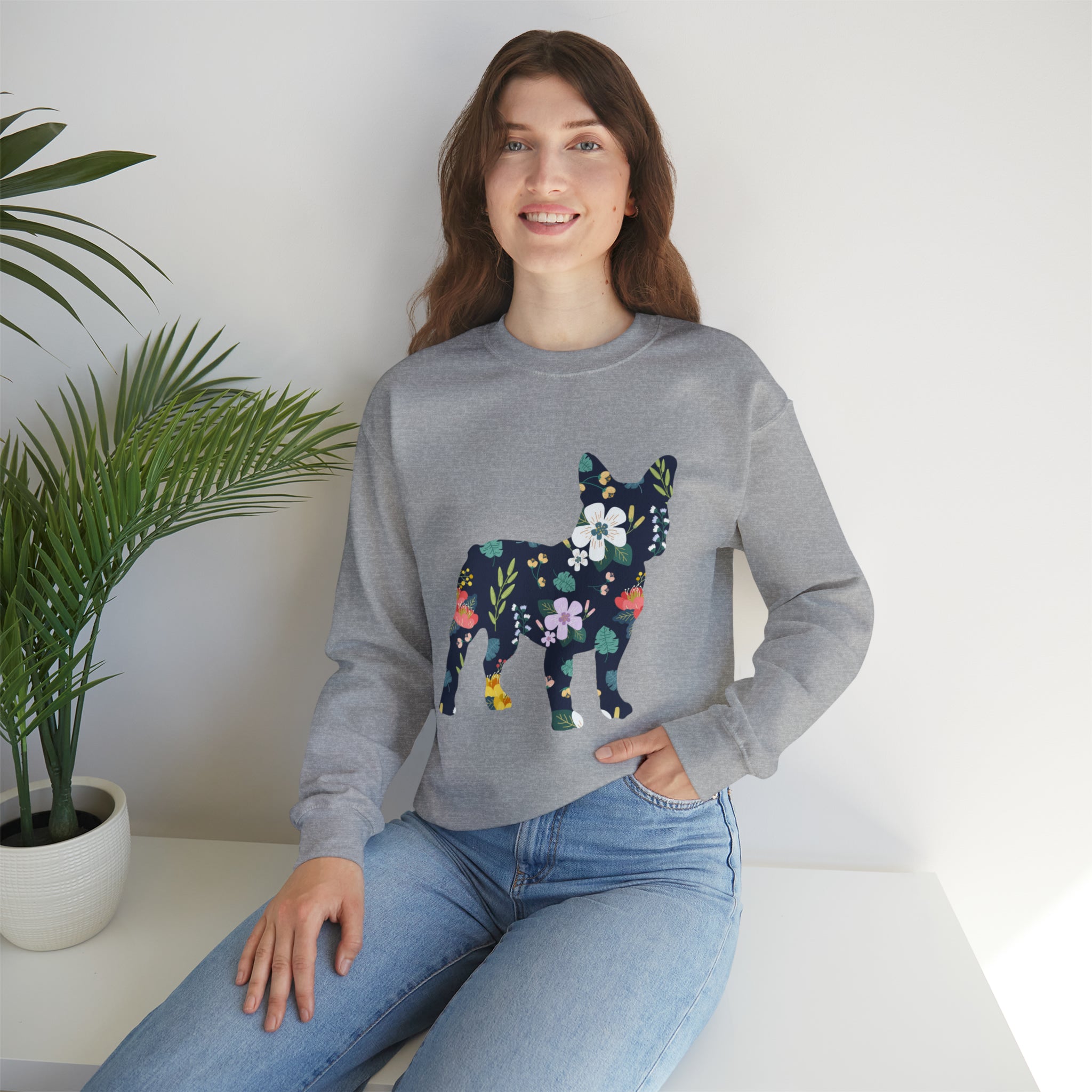 Floral French Bulldog Dog Mom Hoodie for Dog Moms & Dads-fadou