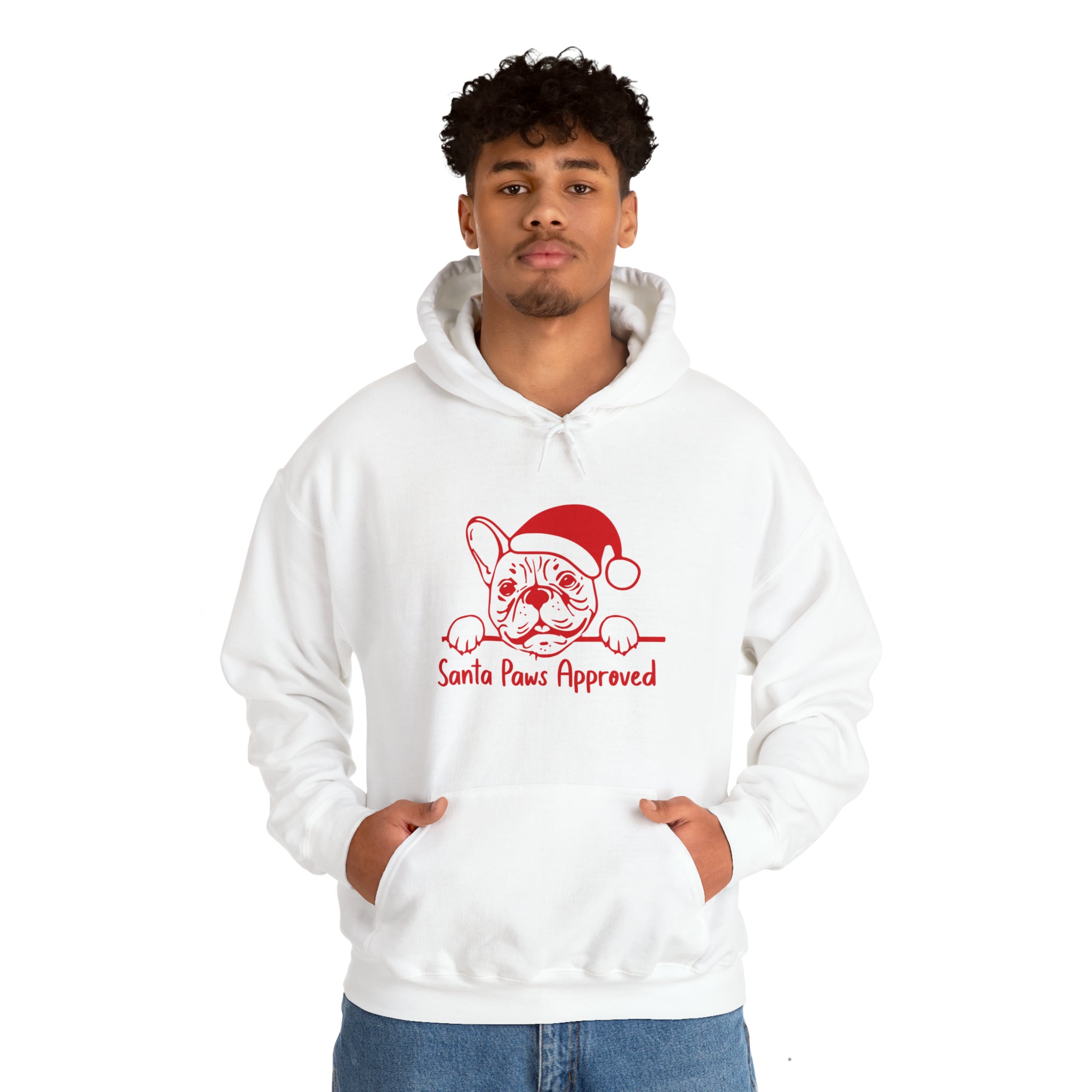 Santa French Bulldog Fleece Hoodie for Frenchie Enthusiasts-fadou