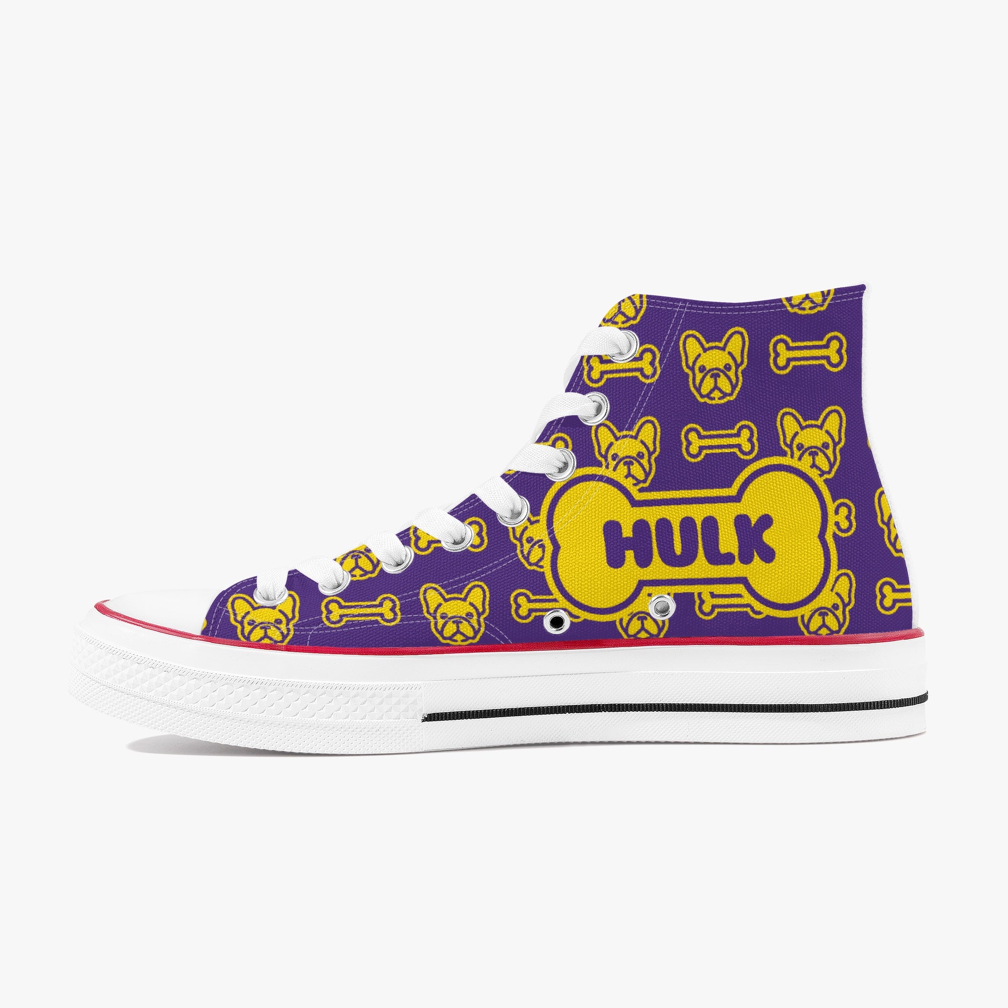 High-Top Personalized Canvas Sneakers for Bulldog Owners-fadou