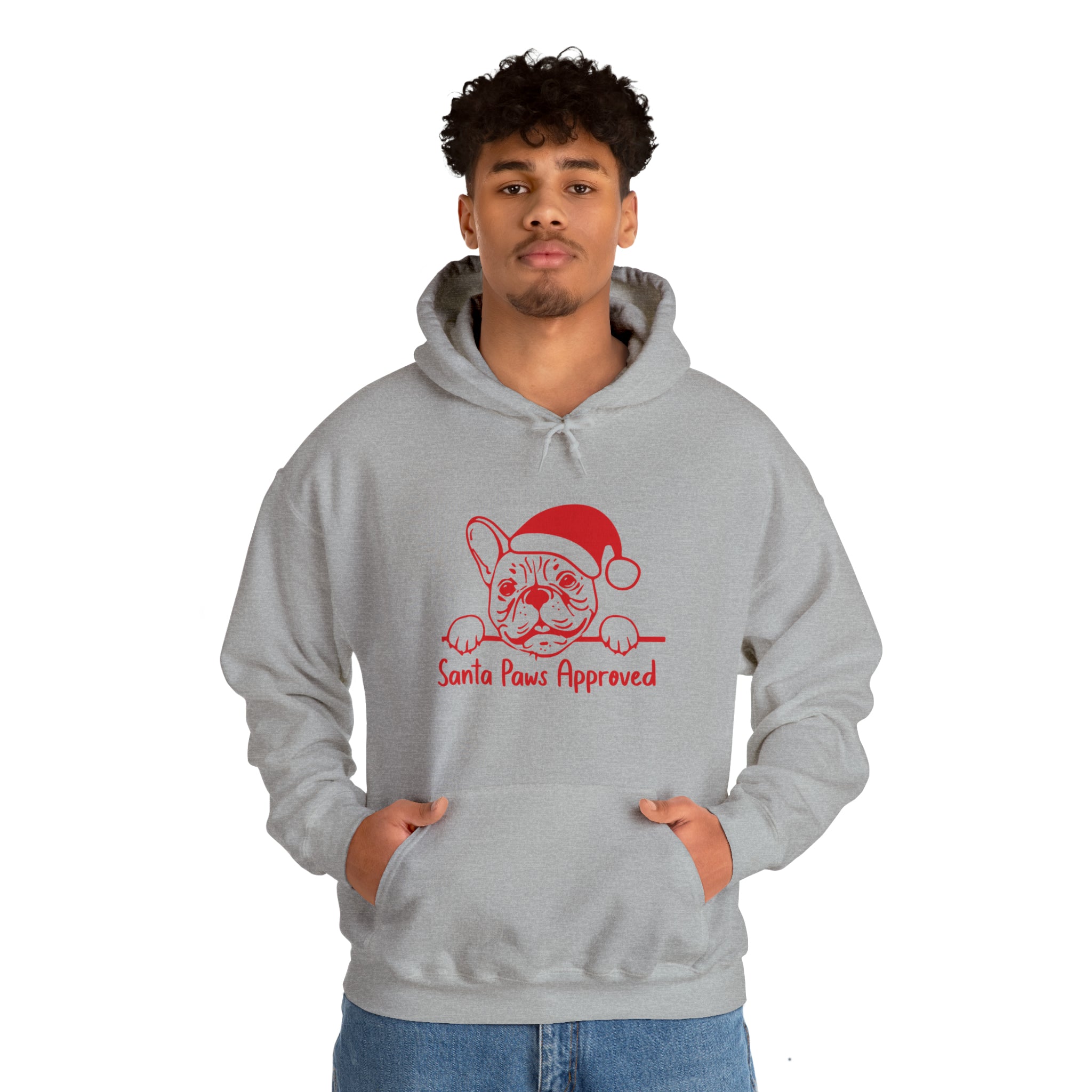 Santa French Bulldog Fleece Hoodie for Frenchie Enthusiasts-fadou