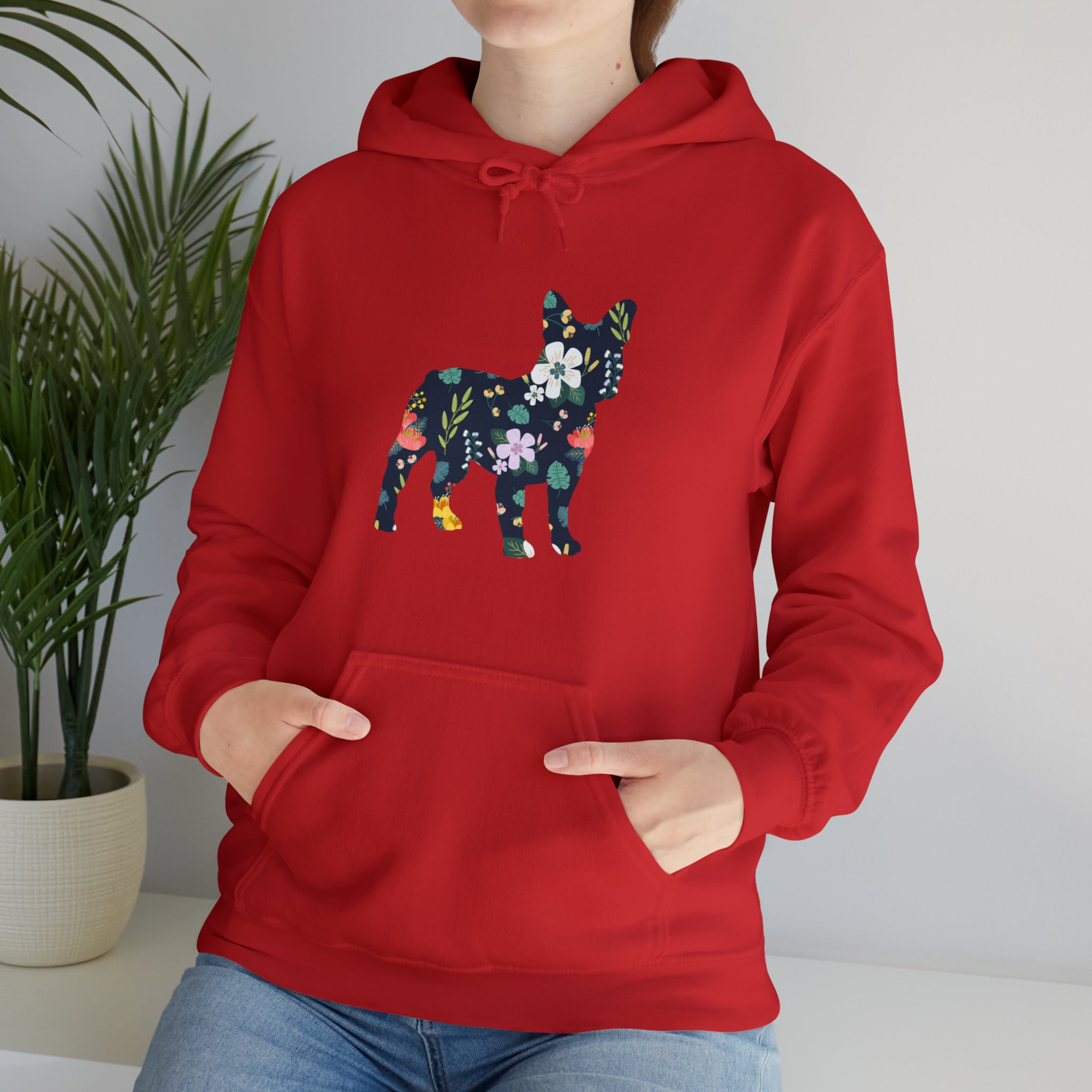 Frenchie Flowers Unisex Hoodie for Daily Walks and Play-fadou